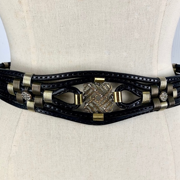 1970s Sultanija Florence Italy Black Leather Belt main image 11
